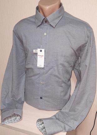 Шикарна сорочка сірого кольору haupt premium cotton made in ukraine з биркою2 фото