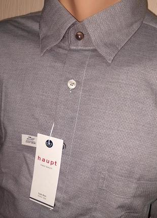 Шикарна сорочка сірого кольору haupt premium cotton made in ukraine з биркою3 фото