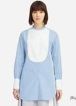 Жіноча дизайнерська довга сорочка в смужку