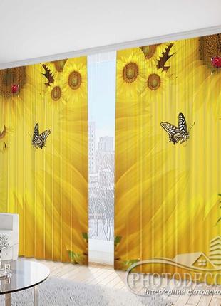 Фото штори "квіти соняшників 1" 2,5 м*2,6 м (2 полотна по 1,30 м)