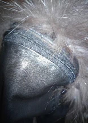 Кожаная куртка-трансформер с чернобуркой3 фото