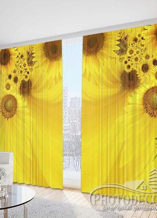 Фото шторы "цветы подсолнухов" 2,5м*2,6м (2 полотна по 1,30м)1 фото
