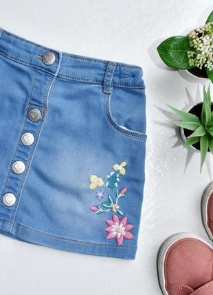 Nutmeg гарна спідничка під джинс з вишивкою на 1,5-2 роки2 фото