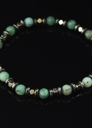 Нефрит і ґемат браслет чоловічої з натурального каменю
