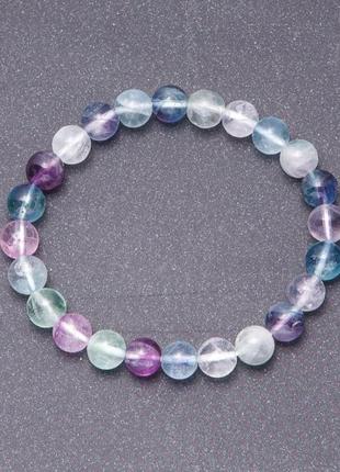 Браслет натуральний камінь флюорит кулька d-8 мм на гумці