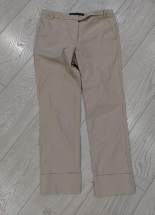 Укороченные брюки zara бежевые размер м4 фото