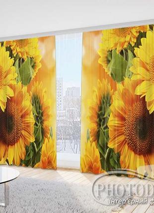 Фото шторы "букет подсолнухов" 2,5м*2,9м (2 полотна по 1,45м)