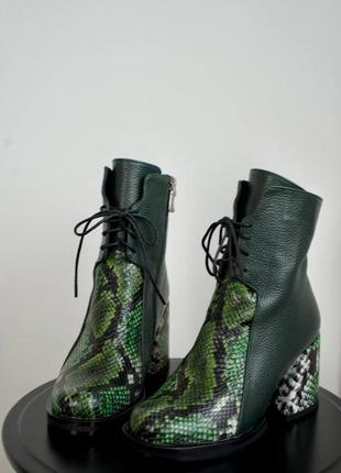 Ботинки ботильоны зелёные кожаные флотар цвет по выбору