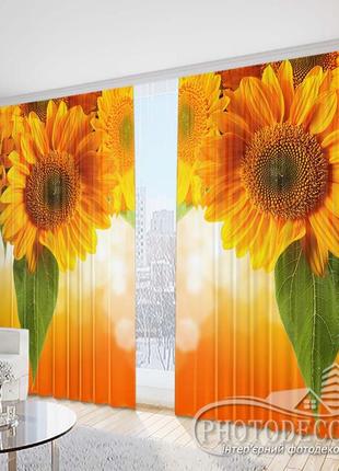 Фото шторы "яркие подсолнухи 2" 2,5м*2,9м (2 полотна по 1,45м)1 фото
