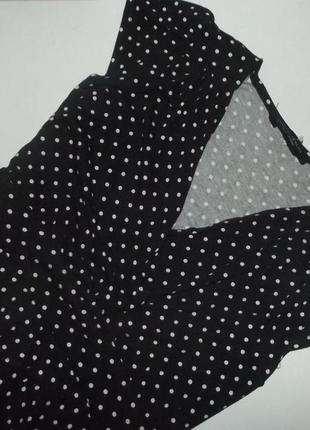 Платье трикотаж черное базовое в мелкий горошек с баской, оаэ, 12/40 (626m)6 фото