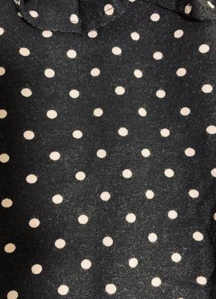 Платье трикотаж черное базовое в мелкий горошек с баской, оаэ, 12/40 (626m)10 фото
