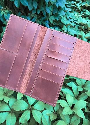 Кожаный кошелёк/органайзер для денег,карт коричневого цвета hand made