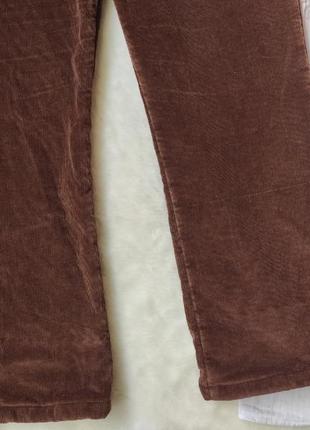 Коричневі вельветові чоловічі теплі зимові штани утеплені на флісі широкі прямі батал великого3 фото