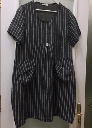 Нова.сукня льон бренду made in 🇮🇹 100% linen striped dress оригінал
