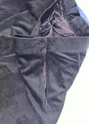 Черная бархатная юбка-карандаш,сбоку шлица,44-48разм..8 фото