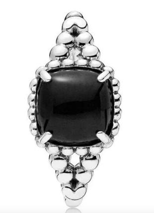 Серебрянное кольцо черный хрусталь серебро 925 пандора pandora2 фото
