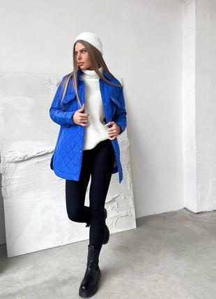 Курточка синяя, есть пояс, на подкладке,  синтепон 1505 фото
