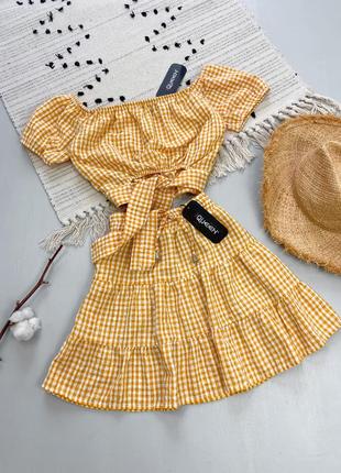 Літній костюм топ та спідниця в клітинку