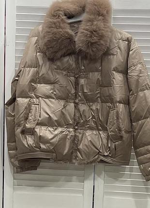 Дэми курточки с натуральным мехом песца,3 цаета,молоко( жемчуг),капучино, чёрный,турция 🇹🇷.