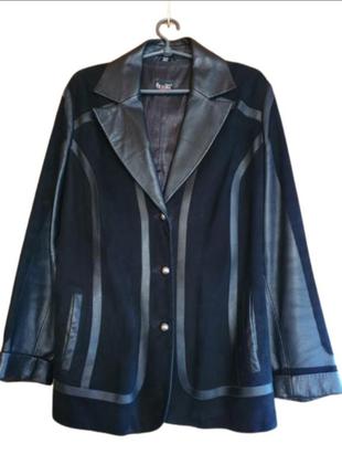 Женская черная кожаная короткая куртка / тренч / плащ rossini из натуральной кожи и замши.