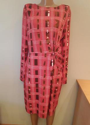 Стильное брендовое платье в ярком принте коралового цвета,батал1 фото