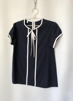 Школьная блузка синяя короткий рукав