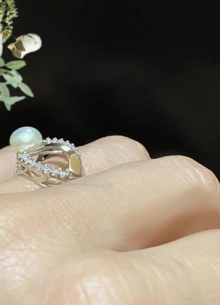17 р. кольцо 💍 з перлиною каблучка серебро золото серебряное жемчужина5 фото