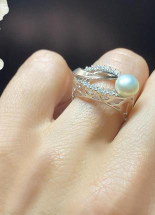 17 р. кольцо 💍 з перлиною каблучка серебро золото серебряное жемчужина