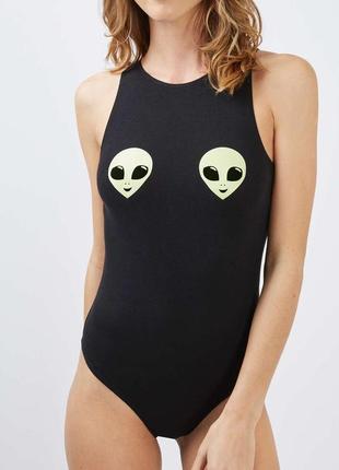 Боді жіноче topshop з принтом xs чорне