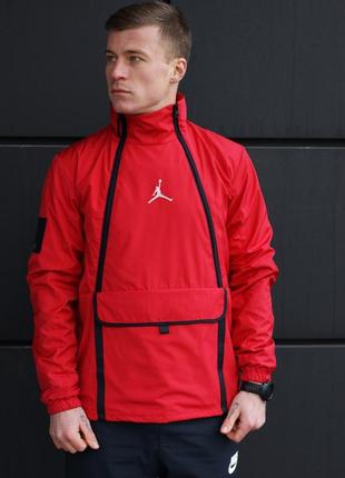 Ветровка - анорак air jordan tech jacket красная мужская8 фото