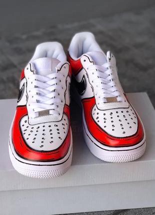 🔥кроссовки мужские женские nike air force one custom red/black/white5 фото