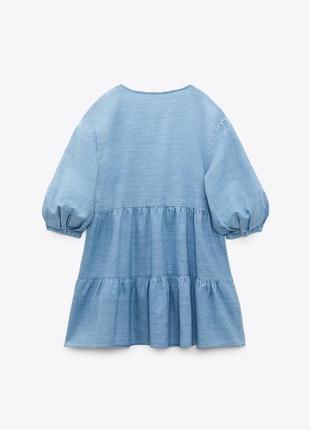 Кукольное платье zara из денима / джинсова сукня зара міні6 фото