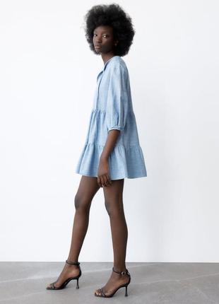 Кукольное платье zara из денима / джинсова сукня зара міні3 фото