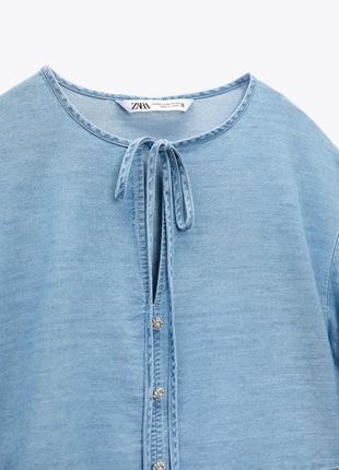 Кукольное платье zara из денима / джинсова сукня зара міні4 фото