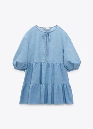 Кукольное платье zara из денима / джинсова сукня зара міні5 фото
