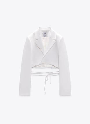Укороченый блейзер пиджак zara с шнуровкой / вкорочений піджак зара із зав’язками