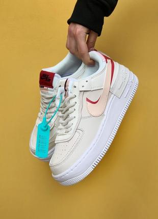 🔥кроссовки женские кожа nike air force 1 shadow red5 фото