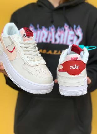 🔥кроссовки женские кожа nike air force 1 shadow red1 фото