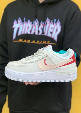 🔥кроссовки женские кожа nike air force 1 shadow red4 фото