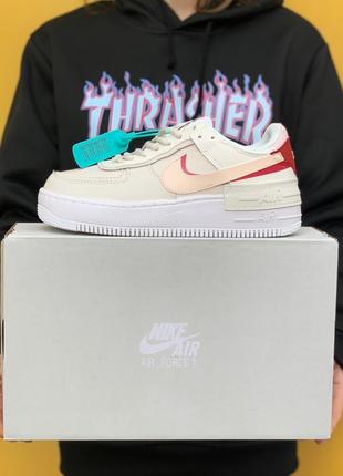 🔥кроссовки женские кожа nike air force 1 shadow red3 фото