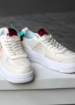 🔥кроссовки женские кожа nike air force 1 shadow red7 фото