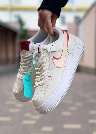 🔥кроссовки женские кожа nike air force 1 shadow red8 фото