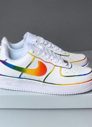 🔥кросівки жіночі чоловічі шкіра nike air force one custom rainbow