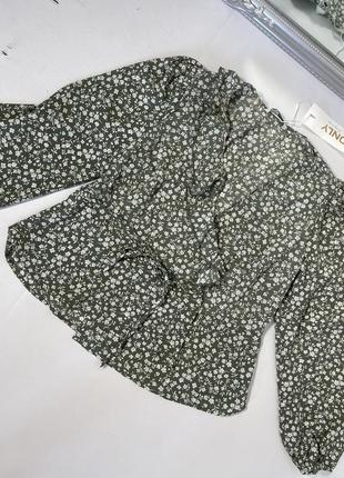 Цветочная блуза на запах4 фото