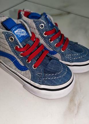 Детские кроссовки кеды сникерсы хайтопы vans kids original 21-22 (14 см стелька)6 фото