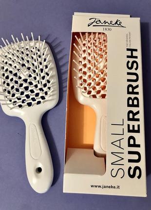 Гребінець для волосся janeke small superbrush, білий та білий з фуксією(маленький)1 фото