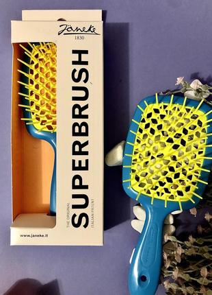 Оригінал гребінець для волосся janeke superbrush світло-синій з жовтим