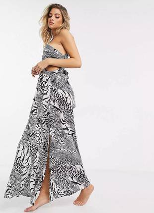 Новое пляжное платье asos длинное платье с черно-белым принтом летнее черно-белое платье макси2 фото