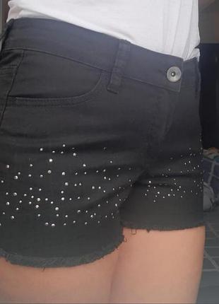 Шорті джинс 50 xl xxl тортики джинсові шорти чорні чорні