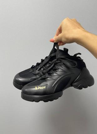 Крутые женские кроссовки в стиле christian dior d-connect logo black чёрные9 фото
